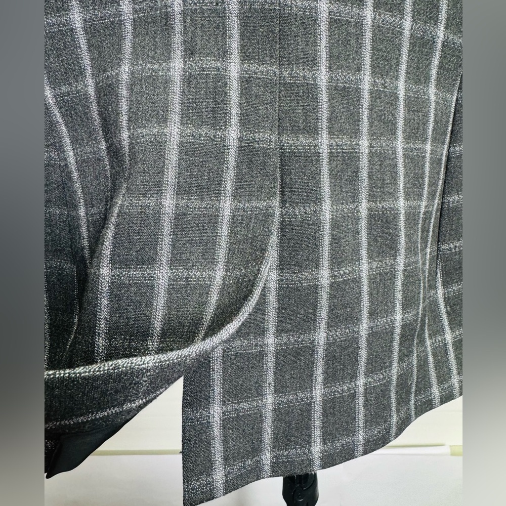 Tommy Hilfiger Plaid Blazer Gray Windowpane Elbow Patches Size 8 - Picture 8 of 9